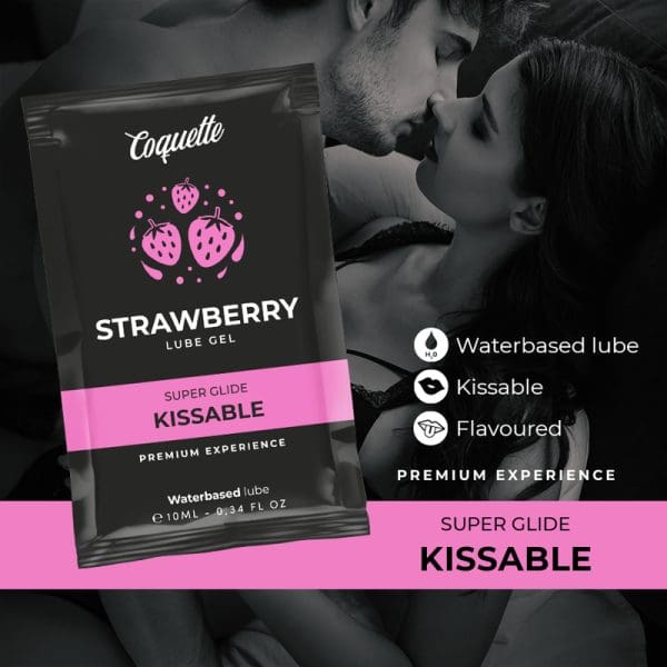 COQUETTE COSMETICS - STRAWBERRY WATER BASED KISSABLE LUBRICANT POCKET 10 ML 3